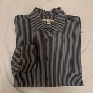 Men’s Blue and Grey Striped Merona Dress Shirt